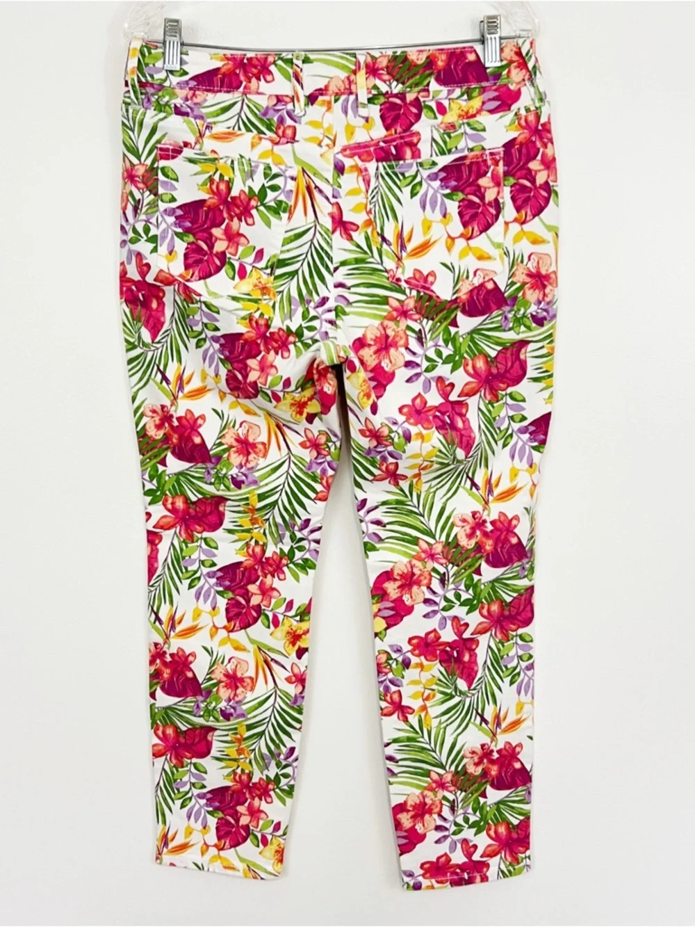 Tommy Bahama Marabella Blooms Ankle Skinny Jeans White Tropical Print Size 30